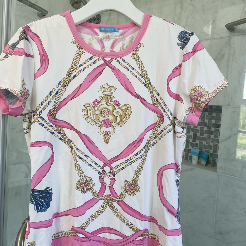J. McLaughlin Pink and Gold Patterned Top